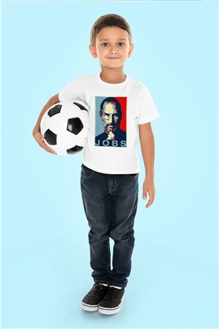 Steve Jobs Baskılı Beyaz Unisex Çocuk Tişört