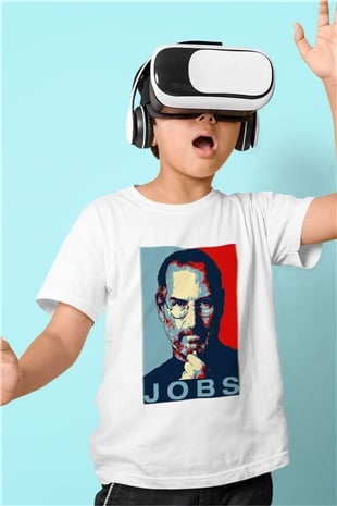 Steve Jobs Baskılı Beyaz Unisex Çocuk Tişört
