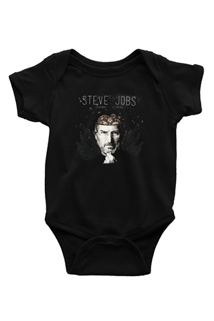 Steve Jobs Baskılı Siyah Bebek Body - Zıbın
