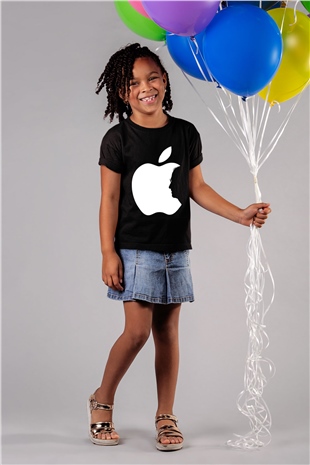 Steve Jobs Baskılı Siyah Unisex Çocuk Tişört
