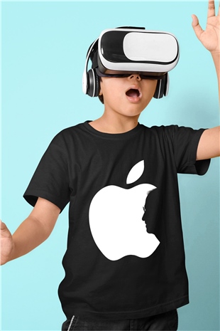 Steve Jobs Baskılı Siyah Unisex Çocuk Tişört