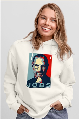 Steve Jobs Beyaz Unisex Kapşonlu Sweatshirt