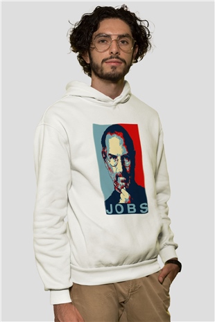 Steve Jobs Beyaz Unisex Kapşonlu Sweatshirt