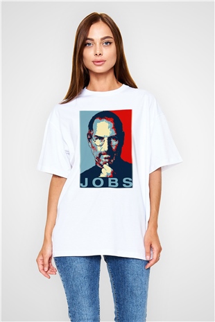 Steve Jobs Beyaz Unisex Oversize Tişört T-Shirt