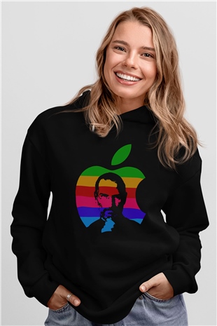 Steve Jobs Siyah Unisex Kapüşonlu Sweatshirt
