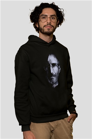 Steve Jobs Siyah Unisex Kapüşonlu Sweatshirt