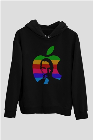 Steve Jobs Siyah Unisex Kapüşonlu Sweatshirt