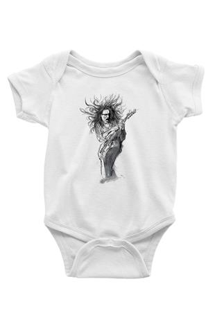 Steve Vai Baskılı Beyaz Unisex Bebek Body - Zıbın