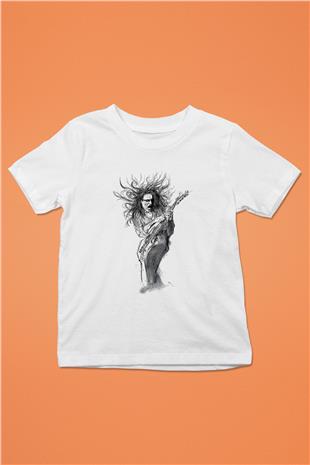 Steve Vai Baskılı Beyaz Unisex Beyaz Çocuk Tişört - Tshirt