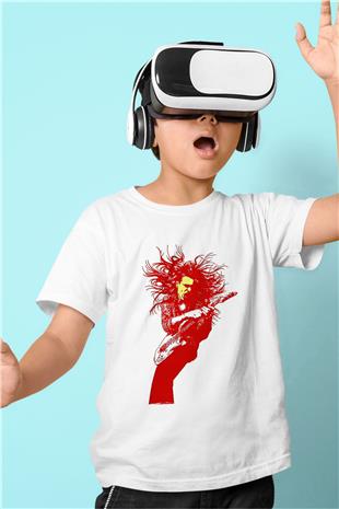 Steve Vai Baskılı Beyaz Unisex Beyaz Çocuk Tişört - Tshirt