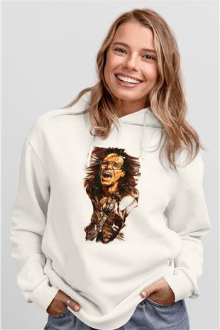 Steve Vai Baskılı Beyaz Unisex Kapüşonlu Sweatshirt