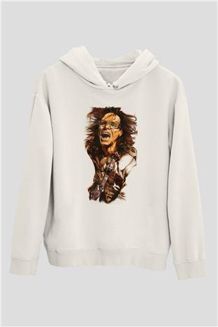 Steve Vai Baskılı Beyaz Unisex Kapüşonlu Sweatshirt