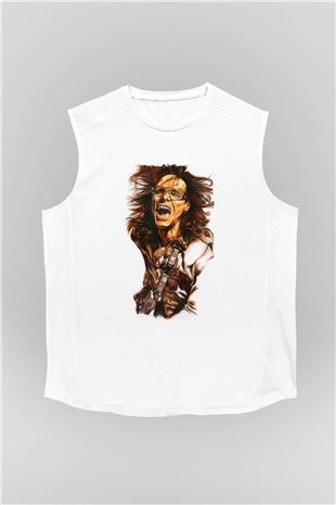Steve Vai Baskılı Beyaz Unisex Kolsuz Tişört - Tshirt