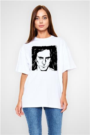 Steve Vai Baskılı Beyaz Unisex Oversize Tişört - Tshirt
