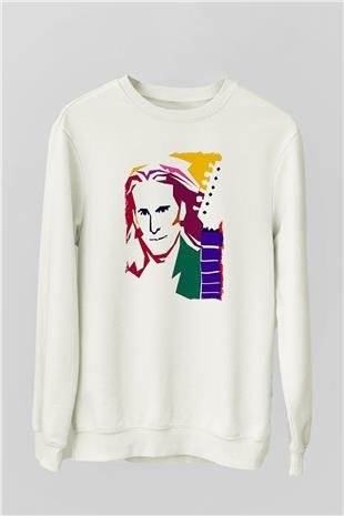 Steve Vai Baskılı Beyaz Unisex Sweatshirt