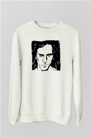 Steve Vai Baskılı Beyaz Unisex Sweatshirt