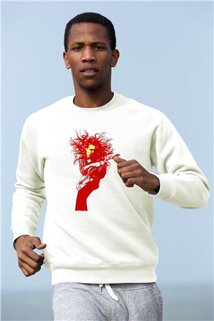 Steve Vai Baskılı Beyaz Unisex Sweatshirt