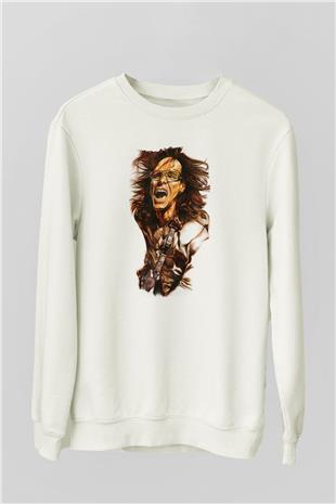 Steve Vai Baskılı Beyaz Unisex Sweatshirt