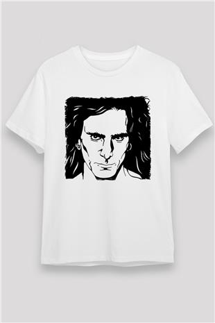 Steve Vai Baskılı Unisex Beyaz Tişört - Tshirt