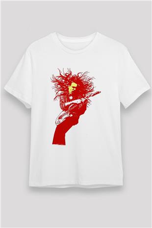 Steve Vai Baskılı Unisex Beyaz Tişört - Tshirt