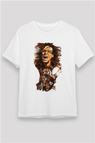 Steve Vai Baskılı Unisex Beyaz Tişört - Tshirt