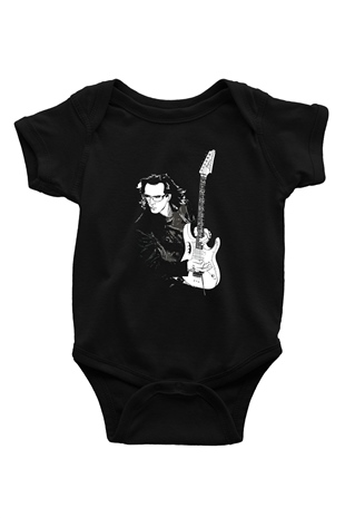 Steve Vai Baskılı Unisex Siyah Bebek Body - Zıbın
