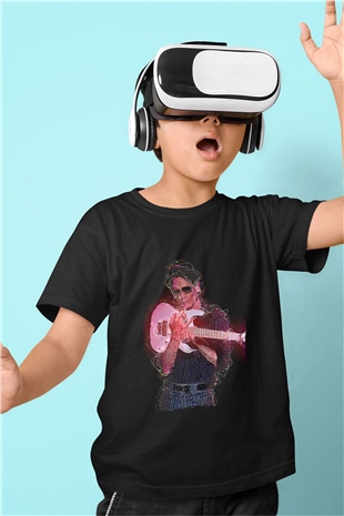 Steve Vai Baskılı Unisex Siyah Çocuk Tişört - Tshirt