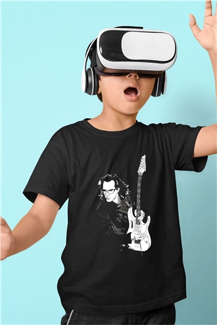 Steve Vai Baskılı Unisex Siyah Çocuk Tişört - Tshirt
