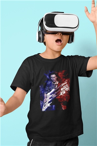 Steve Vai Baskılı Unisex Siyah Çocuk Tişört - Tshirt