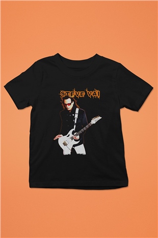 Steve Vai Baskılı Unisex Siyah Çocuk Tişört - Tshirt