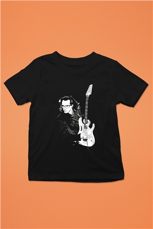 Steve Vai Baskılı Unisex Siyah Çocuk Tişört - Tshirt