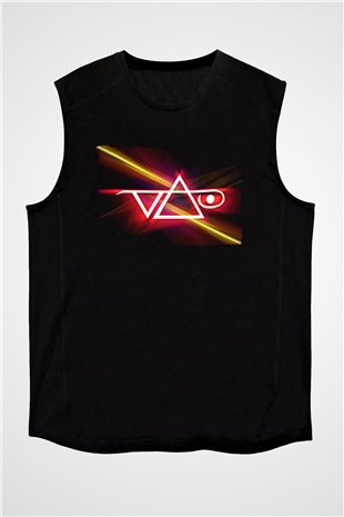 Steve Vai Baskılı Unisex Siyah Kolsuz Tişört - Tshirt
