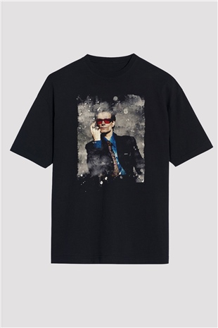 Steve Vai Baskılı Unisex Siyah Oversize Tişört - Tshirt