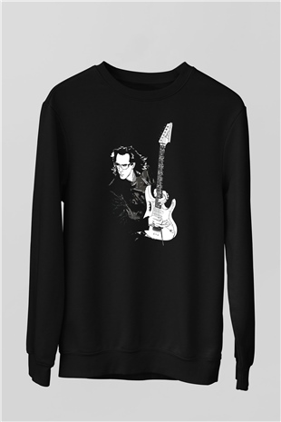 Steve Vai Baskılı Unisex Siyah Sweatshirt