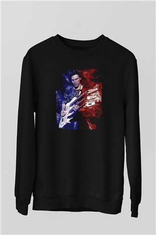 Steve Vai Baskılı Unisex Siyah Sweatshirt