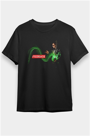 Steve Vai Baskılı Unisex Siyah Tişört - Tshirt