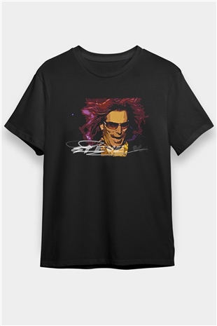 Steve Vai Baskılı Unisex Siyah Tişört - Tshirt