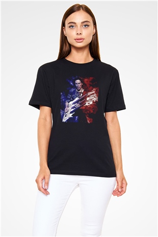 Steve Vai Baskılı Unisex Siyah Tişört - Tshirt