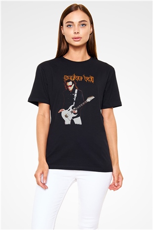 Steve Vai Baskılı Unisex Siyah Tişört - Tshirt