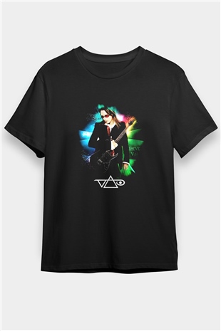 Steve Vai Baskılı Unisex Siyah Tişört - Tshirt