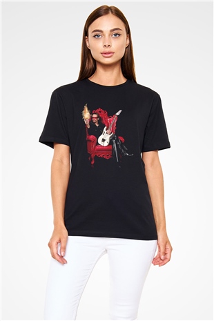 Steve Vai Baskılı Unisex Siyah Tişört - Tshirt