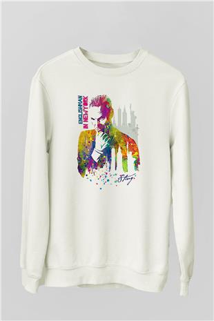 Sting Baskılı Beyaz Unisex Sweatshirt