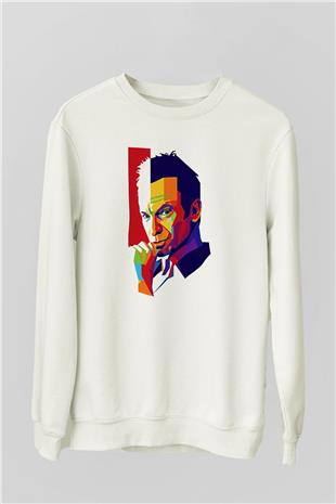 Sting Baskılı Beyaz Unisex Sweatshirt