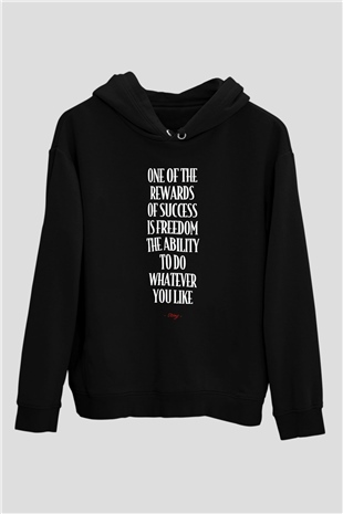 Sting Baskılı Unisex Siyah Kapüşonlu Sweatshirt