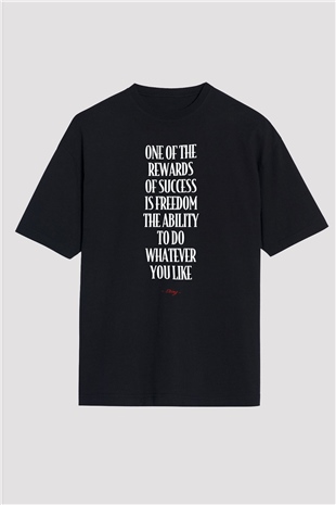 Sting Baskılı Unisex Siyah Oversize Tişört - Tshirt