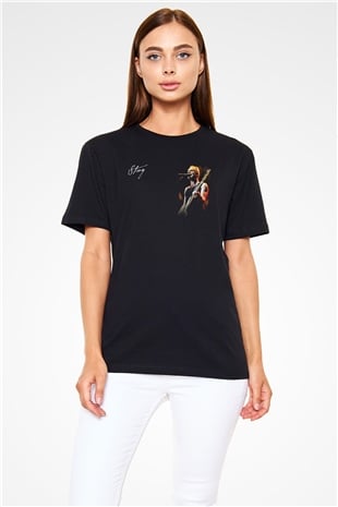Sting Baskılı Unisex Siyah Tişört - Tshirt