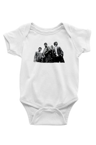Stone Roses Baskılı Beyaz Unisex Bebek Body - Zıbın