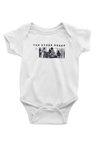 Stone Roses Baskılı Beyaz Unisex Bebek Body - Zıbın