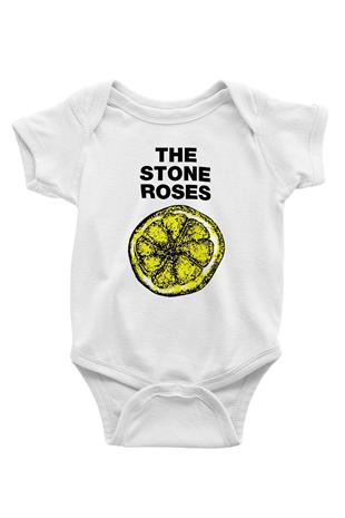 Stone Roses Baskılı Beyaz Unisex Bebek Body - Zıbın