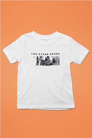 Stone Roses Baskılı Beyaz Unisex Beyaz Çocuk Tişört - Tshirt